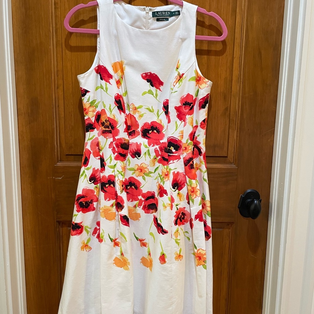 Lauren Ralph Lauren Cream Sleeveless Scoop Neck Dress